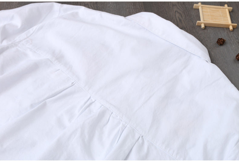100% Cotton Women White Floral Embroidery Blouse Long Sleeve Turn Down Collar Shirt - MERGE.DAY.1.FREESTYLE