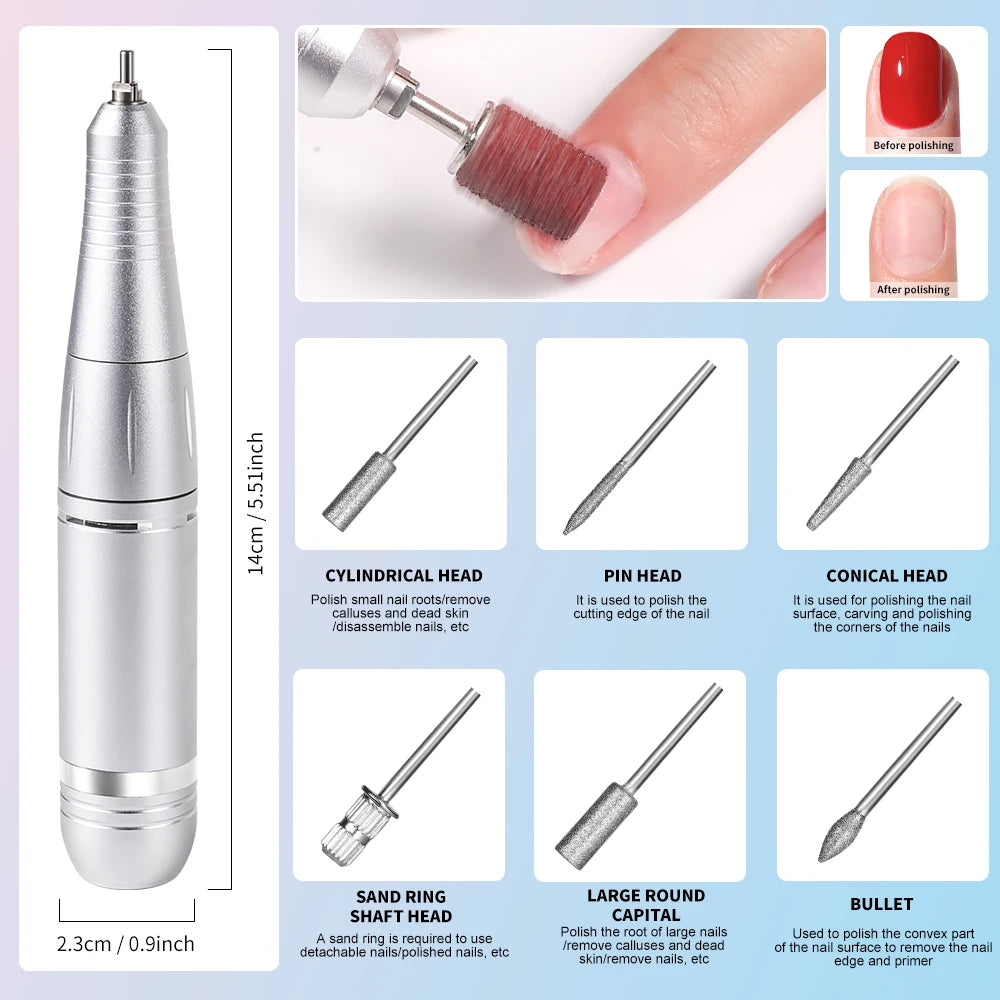 Portable Nail Drill Professional 45000 RPM Rechargeable Electric Nail File Machine Cordless E-File for Acrylic Gel Polishing - MERGE.DAY.1.FREESTYLE