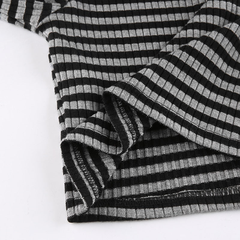 Goth Print Tops Stripe Cute T-Shirts Dark Academia Techwear Button Up V Neck Half Sleeve Sweat Shirts - MERGE.DAY.1.FREESTYLE