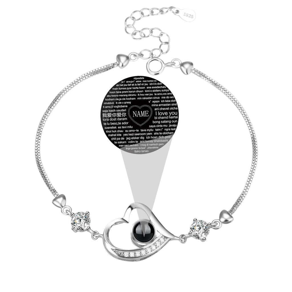 Customize Photo Name Projection Bracelet For 100 Languages Heart Chain Bracelets - MERGE.DAY.1.FREESTYLE