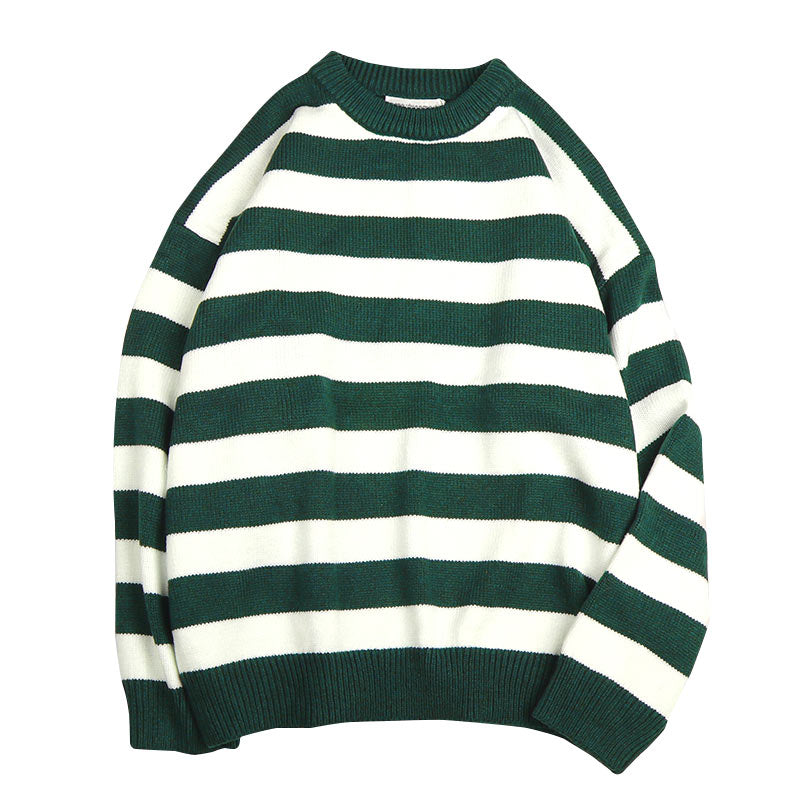 Autumn Winter Knitted Striped Sweater Casual Oversized Pullovers Sweaters - MERGE.DAY.1.FREESTYLE
