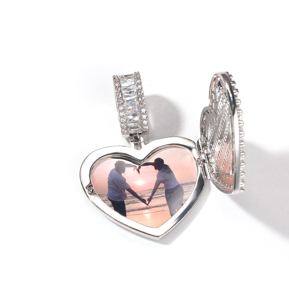 Large Size Heart Shape Custom Photo Locket Frame Pendant love necklaces for her - MERGE.DAY.1.FREESTYLE