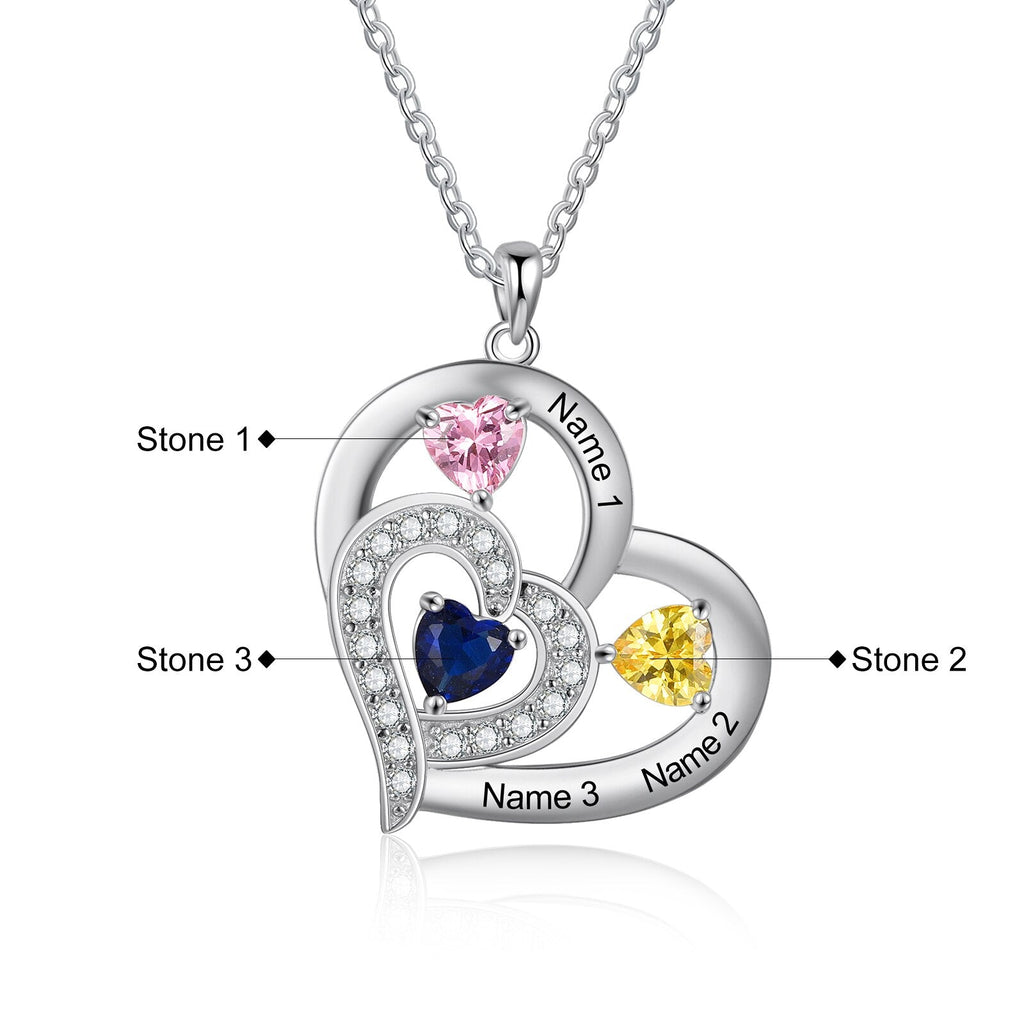 Personalized 1-6 Name Engraving Heart Pendant DIY Birthstone Necklace - MERGE.DAY.1.FREESTYLE