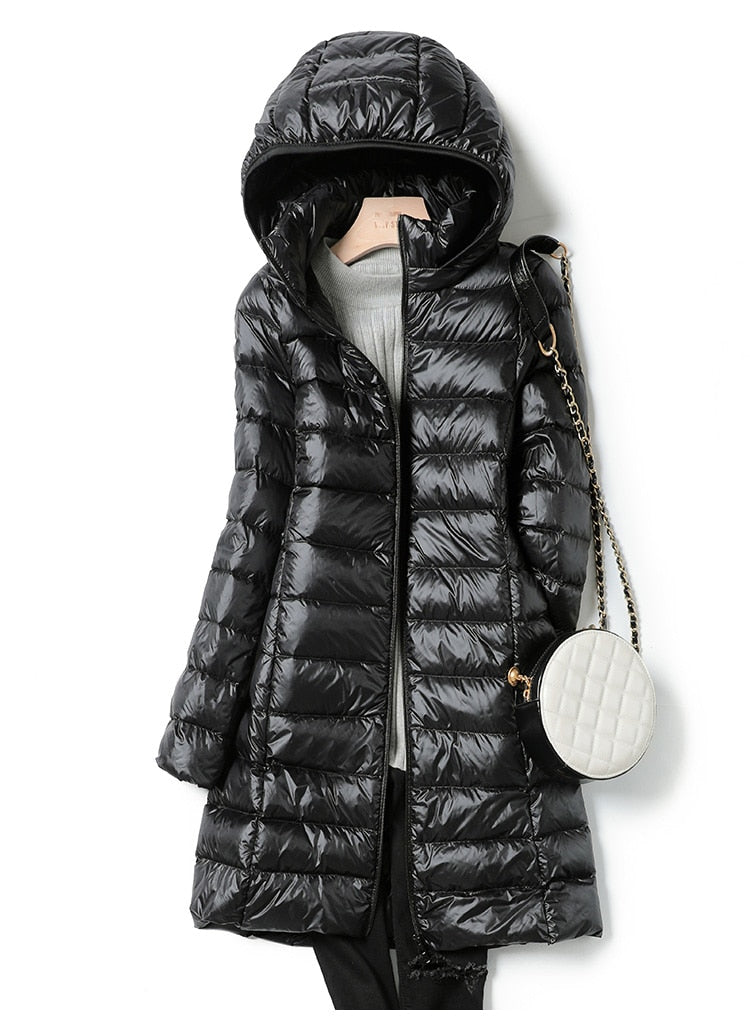 Ultralight Thin Down Jacket White Duck Down Hooded long Jackets Long Sleeve - MERGE.DAY.1.FREESTYLE