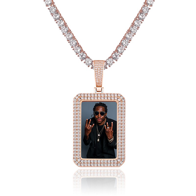 custom photo square medallion pendant hip hop fashion jewelry - MERGE.DAY.1.FREESTYLE