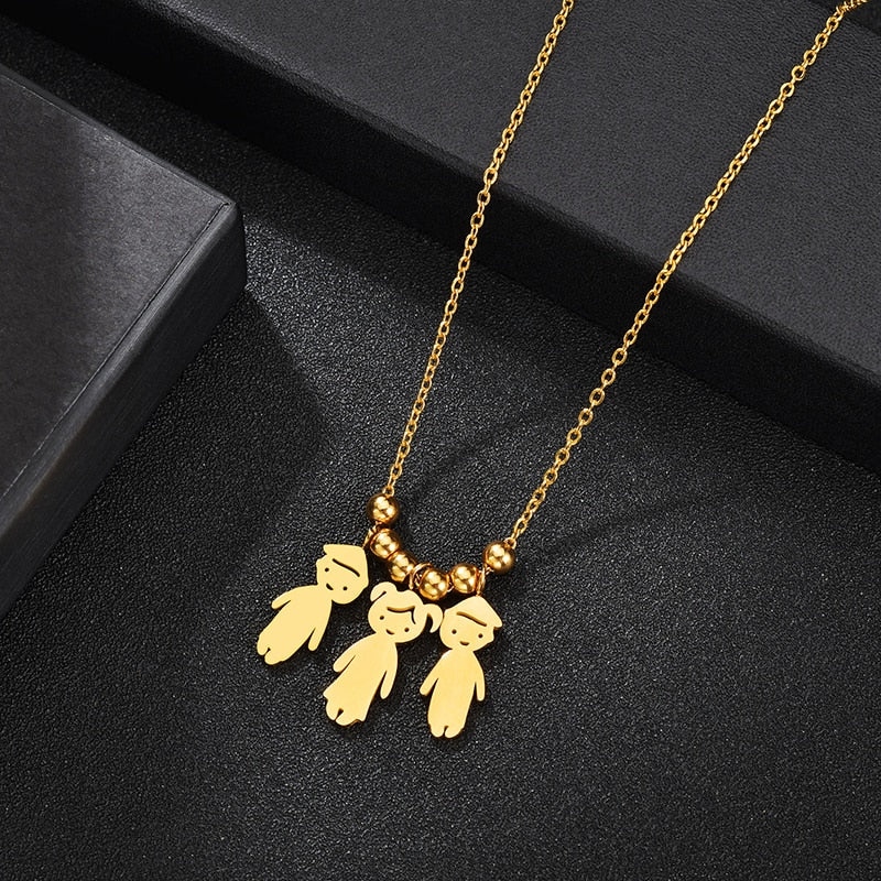 Personalized Boy Girl Kids Pendant Necklace Women Child Engraved Name Date Family Jewelry - MERGE.DAY.1.FREESTYLE