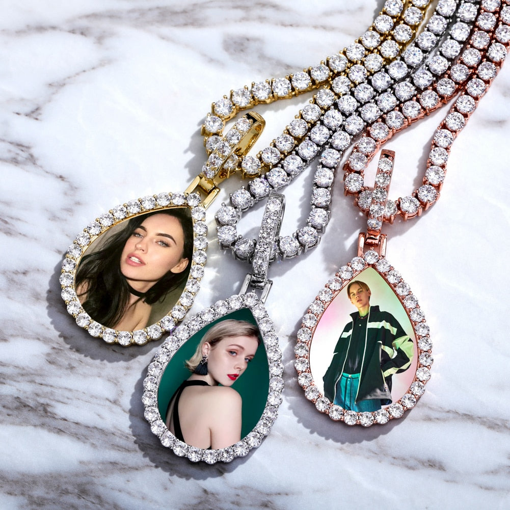 Custom Photo Pendant Drop-shaped Medal Pendant Necklace Hip Hop Jewelry - MERGE.DAY.1.FREESTYLE