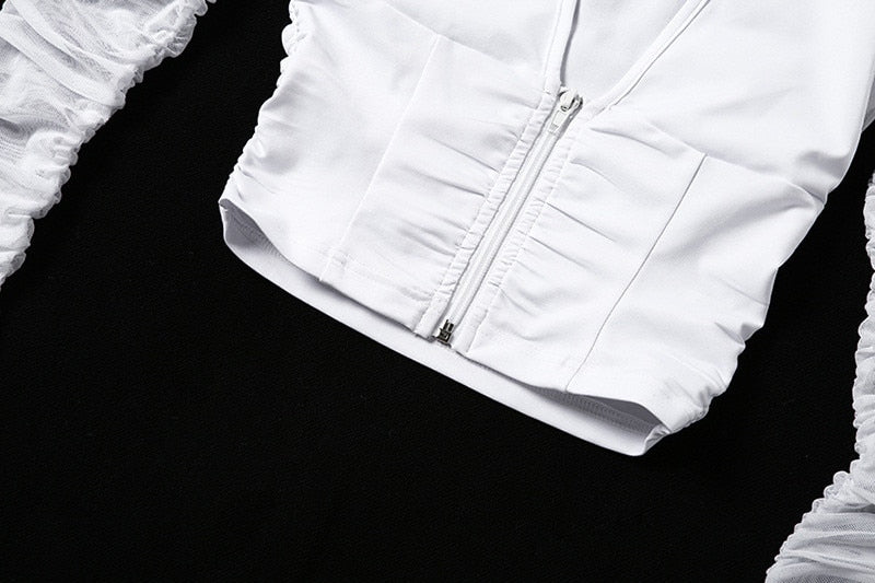 Mesh Shirt Women Tshirt Top Autumn Halter V-neck Off the Shoulder T-shirts Streetwear Top - MERGE.DAY.1.FREESTYLE