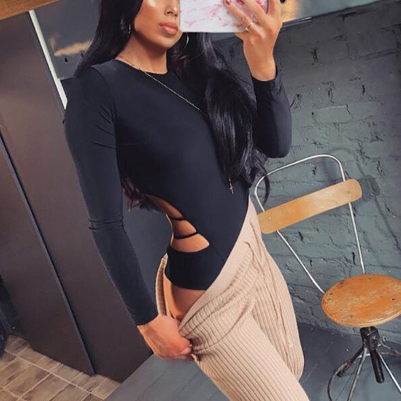 Bodycon Bodysuits Women Long Sleeve Body Suit Female O Neck - MERGE.DAY.1.FREESTYLE