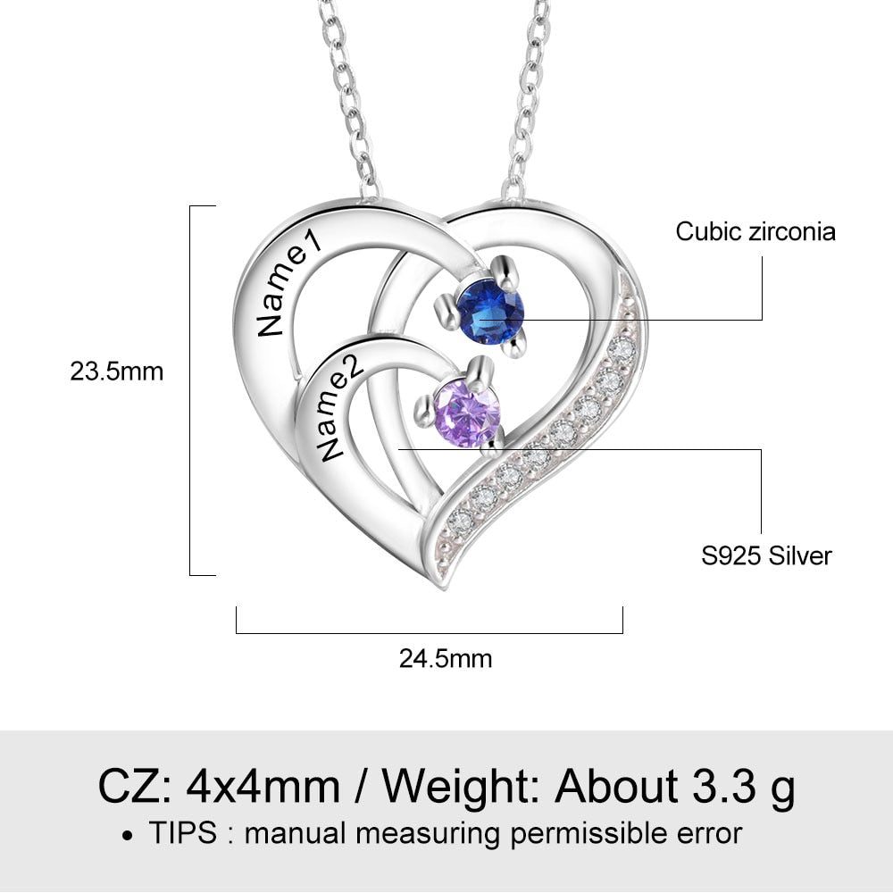 Family Name Heart Necklaces for Women Birthstone Engraving Necklace - MERGE.DAY.1.FREESTYLE