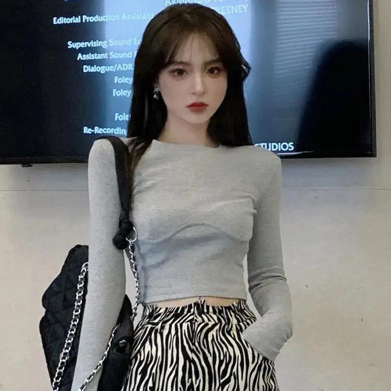 T-shirt Women Design Chest Type Crop Tops Aautumn New Skinny Long Sleeve - MERGE.DAY.1.FREESTYLE