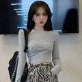 T-shirt Women Design Chest Type Crop Tops Aautumn New Skinny Long Sleeve - MERGE.DAY.1.FREESTYLE