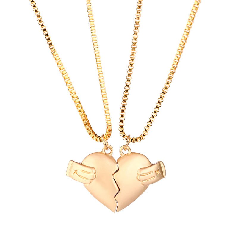 2Pcs Lovers Matching Heart Pendant Couple Magnetic Heart Pendant Necklace Couple Jewelry - MERGE.DAY.1.FREESTYLE