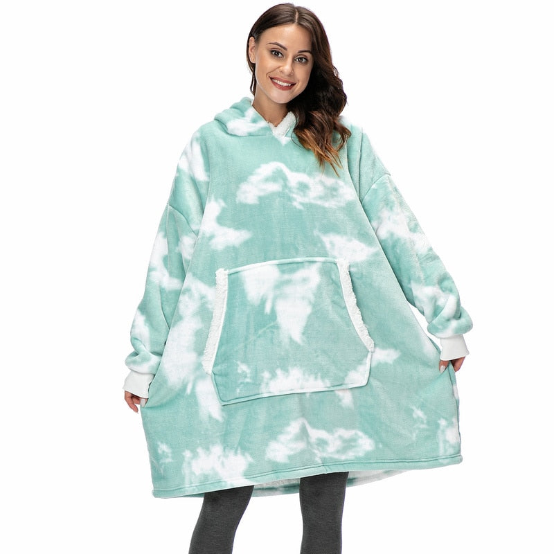 Winter Hoodies Fleece Giant TV Blanket With Sleeves Pullover - MERGE.DAY.1.FREESTYLE
