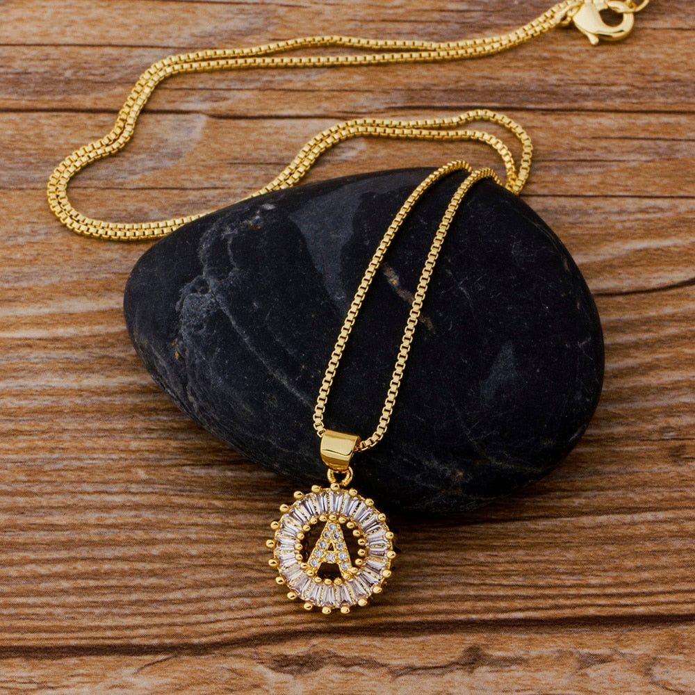 Initial Letter Necklace 26 Letters Charm Gold Name Necklace Pendant - MERGE.DAY.1.FREESTYLE