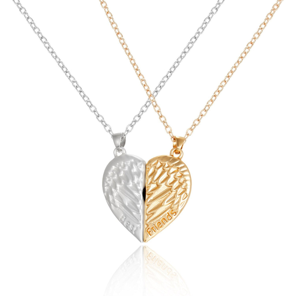 2 Pieces Magnetic Couple Necklaces Friendship Heart Pendant Distance Faceted Charm Necklace - MERGE.DAY.1.FREESTYLE