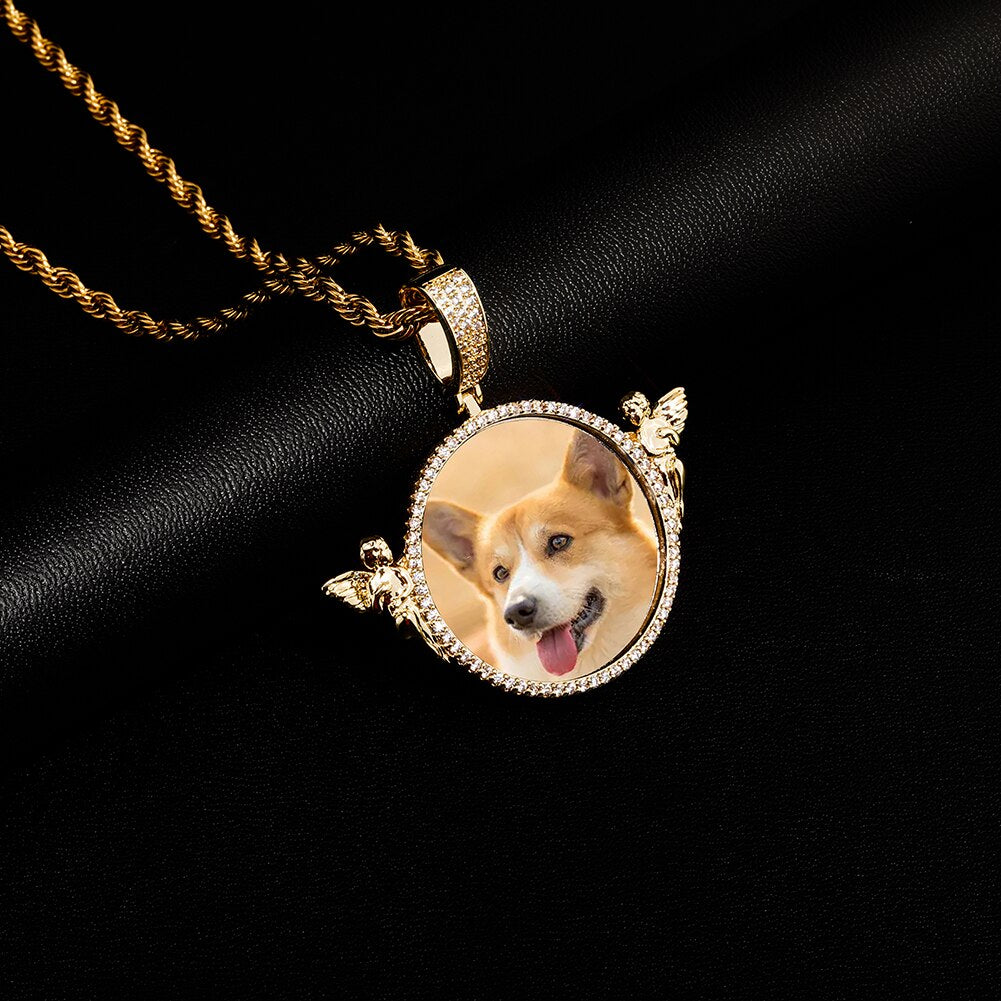 Personalized Custom Photo Pendant Round With Angel For Men Women Jewelry - MERGE.DAY.1.FREESTYLE