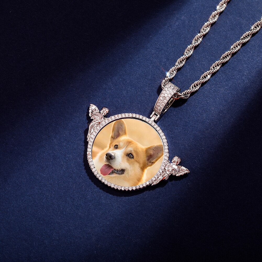 Personalized Custom Photo Pendant Round With Angel For Men Women Jewelry - MERGE.DAY.1.FREESTYLE