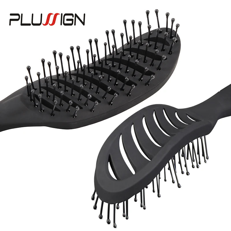 Styling Curly Hair Brush Salon Massager Comb Brush Detangling Drying Brush Anti Static Curved Vent Brush Scalp Massage Comb - MERGE.DAY.1.FREESTYLE