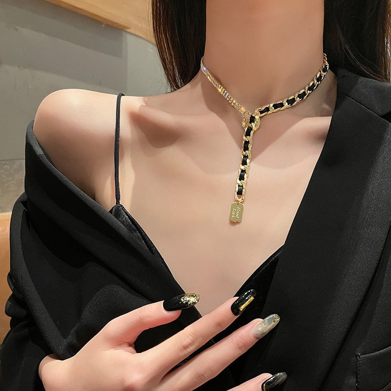 Collier Femme Long Gray Crystal Necklaces & Pendants for Women Round Statement Necklace - MERGE.DAY.1.FREESTYLE