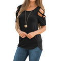 Solid Short Sleeve T-shirts Women Casual Off the Shoulder Tees Tops Female Basic Tshirts - MERGE.DAY.1.FREESTYLE
