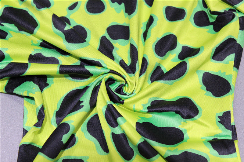 Women Long Sleeve Leopard Skin Prinetd Bodysuit Sexy Neon Green Streetwear Jumpsuit - MERGE.DAY.1.FREESTYLE