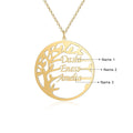 Family Tree Necklace Customized Nameplate with 3 Names Round Tree of Life Pendant - MERGE.DAY.1.FREESTYLE