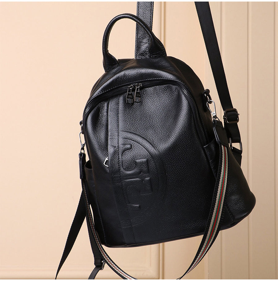 Genuine Real Cowhide Leather Backpack High Quality Women's Bag Durable Dirty Student School Bag - MERGE.DAY.1.FREESTYLE