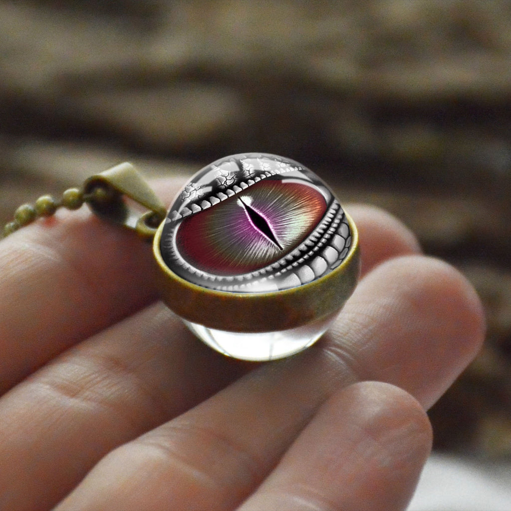 Dragon Eyes Double Side Dome Glass Ball Pendant Bronze Zinc Alloy Necklace Handmade Necklaces - MERGE.DAY.1.FREESTYLE