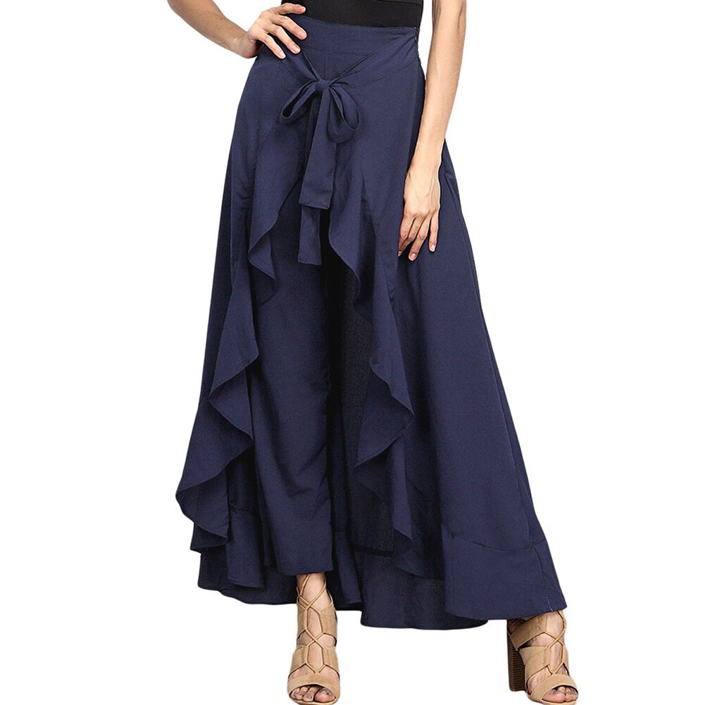 Women Pants Causal Ruffle Drawstring TrouserHigh Waist Loose Dancing Outfits Palazzo Skirt - MERGE.DAY.1.FREESTYLE