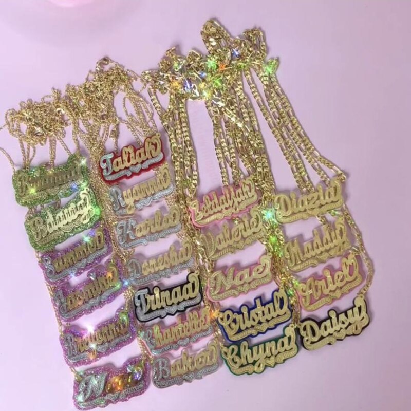 Customized Double Gold-plated Custom Name Necklace Custom Acrylic Pendant Necklace - MERGE.DAY.1.FREESTYLE