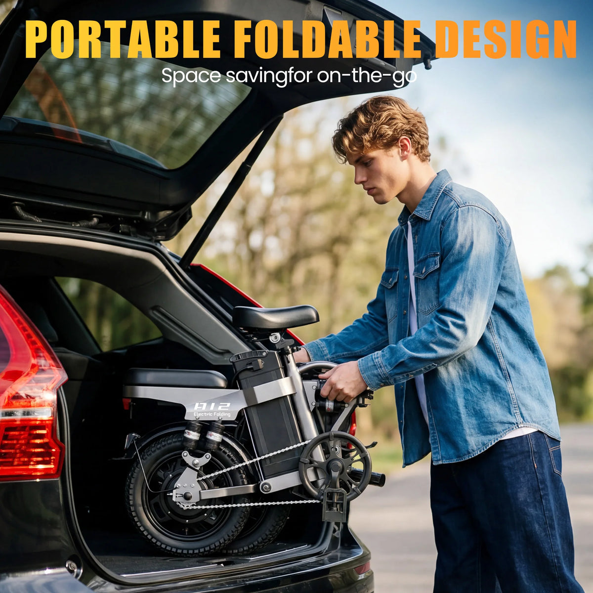 A12 48V15Ah US Fast Shipping DTTZH Electric Foldable Bicycle Ebike E-bike 1000W Peak 14"FatTire EBike Removable Lithium Battery - MERGE.DAY.1.FREESTYLE