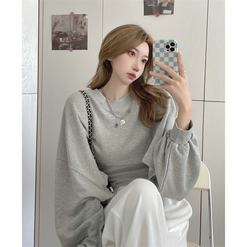 Autumn Two Piece Suit Hoodies Women Loose Bat Sleeve Tops Fashion Popular Crop Sweatshirts+Camis - MERGE.DAY.1.FREESTYLE
