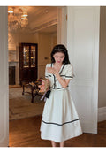 Vintage Summer Short Sleeve Top + High Waist Mini Skirt Suits Ensemble Femme - MERGE.DAY.1.FREESTYLE