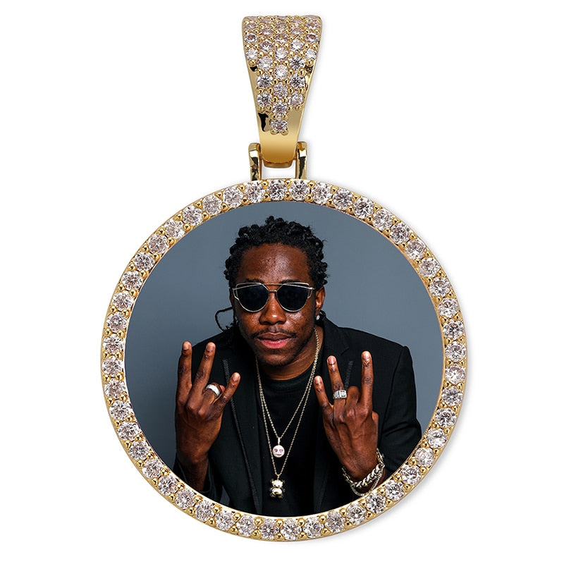 Custom Photo Memory Medallions Necklace With Tennis Chain With Cubic Zircon Chains - MERGE.DAY.1.FREESTYLE