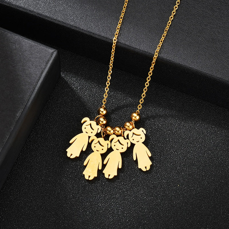 Personalized Boy Girl Kids Pendant Necklace Women Child Engraved Name Date Family Jewelry - MERGE.DAY.1.FREESTYLE