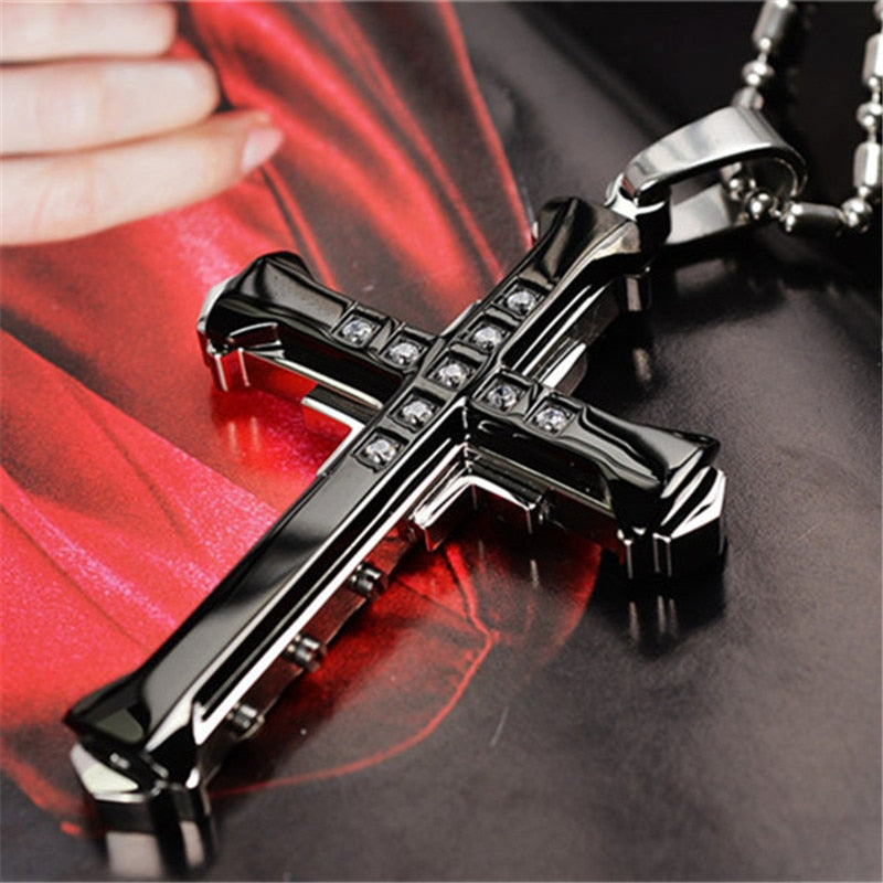 Black Rectangle Pendant Necklace Men Stainless Steel Chain Men Necklace Jewelry - MERGE.DAY.1.FREESTYLE