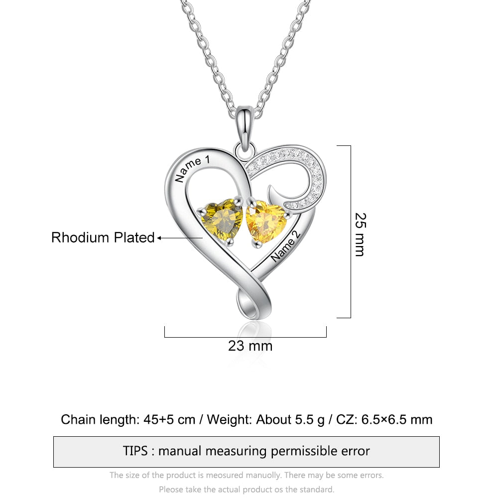 Customized Couple Engraved Necklace Personalized Heart Name Necklace - MERGE.DAY.1.FREESTYLE