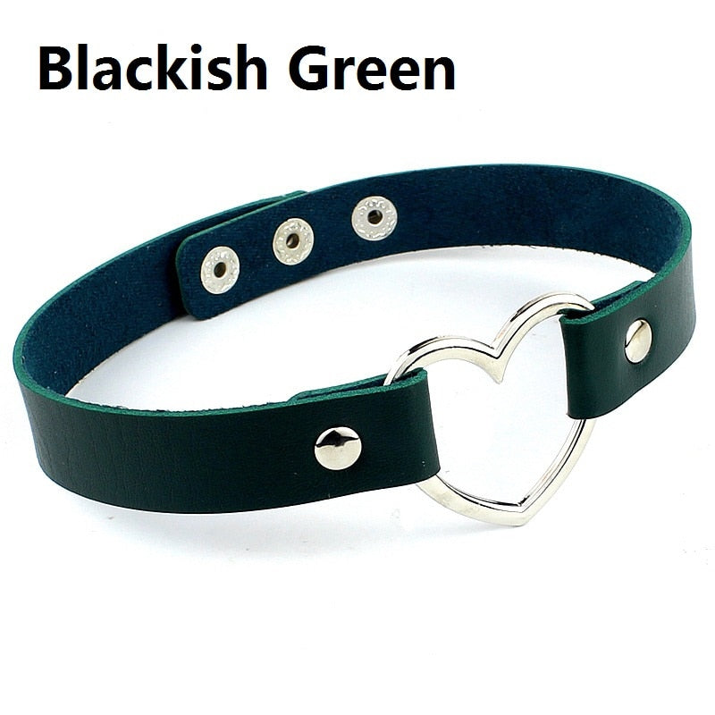 New Punk Gothic PU Leather Choker Chain Heart Buckle Collar Necklace - MERGE.DAY.1.FREESTYLE