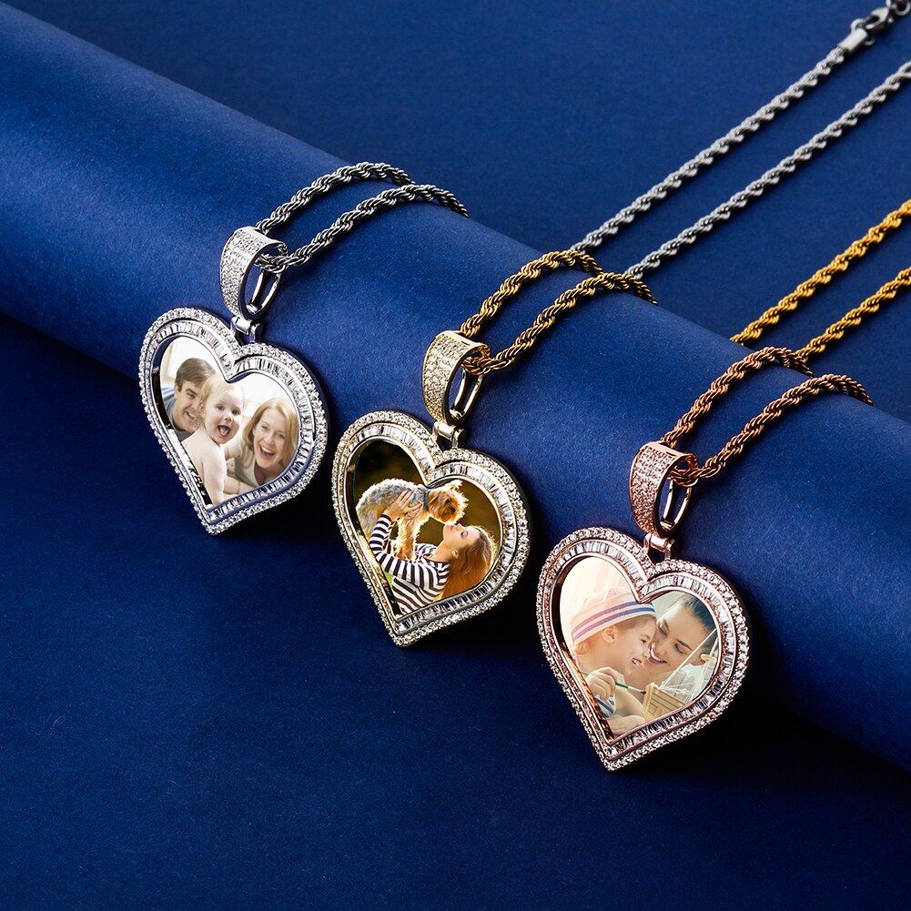 Custom Photo Pendant Heart-shaped Medal Necklace Iced Cubic Zirconia Pendant Hip Hop Jewelry - MERGE.DAY.1.FREESTYLE