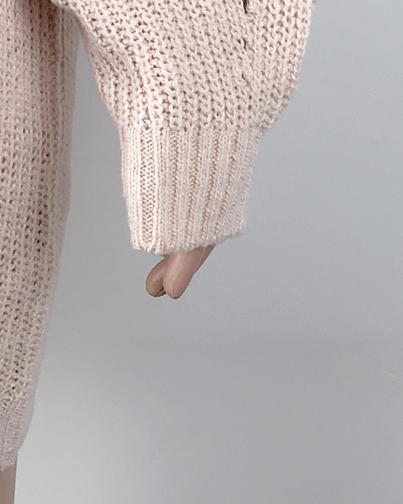 Women Turtleneck Oversized Knitted Dress Solid Long Sleeve Casual Elegant Mini Sweater Dress Plus Size - MERGE.DAY.1.FREESTYLE