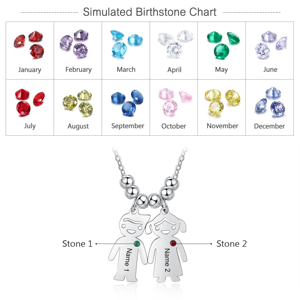 Boy Girl Pendant Name Necklace Customized Birthstone Jewelry Gift - MERGE.DAY.1.FREESTYLE