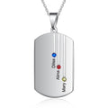 Customized Engraved Name Square Pendant Necklace Personalized 12-Month Birthstone Necklace - MERGE.DAY.1.FREESTYLE