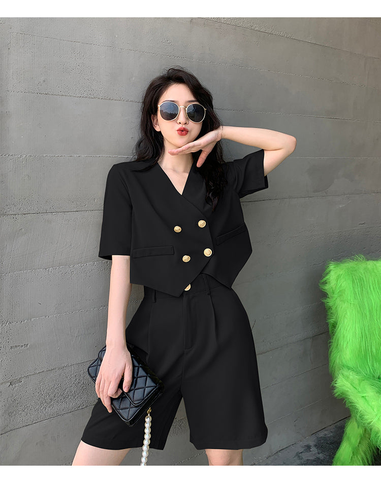 Fashion Office Short Sets Women Korean Loose Two Piece Suits Summer Thin - MERGE.DAY.1.FREESTYLE