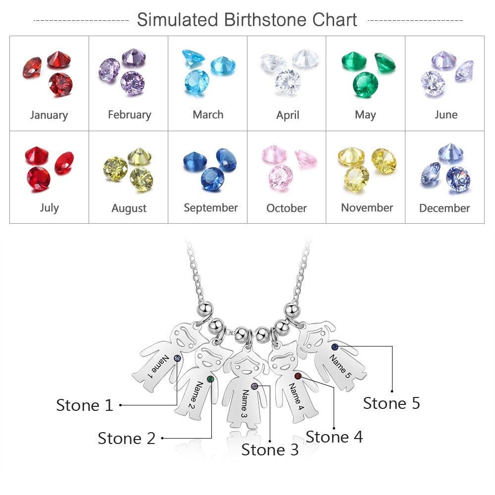Boy Girl Pendant Name Necklace Customized Birthstone Jewelry Gift - MERGE.DAY.1.FREESTYLE
