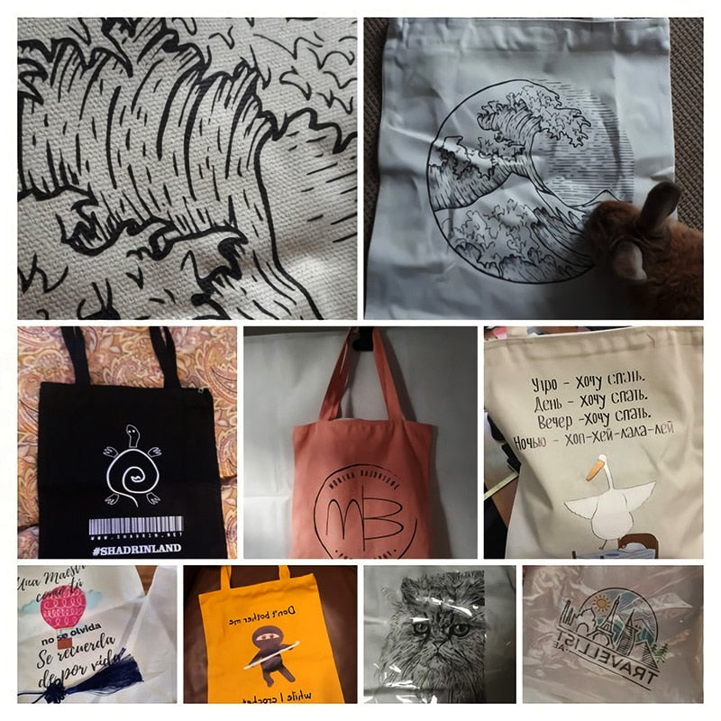 Custom Tote Bag Shopping Add Your Text Print Original Design Zipper Unisex Fashion Travel Canvas Bags - MERGE.DAY.1.FREESTYLE