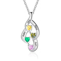 925 Sterling Silver Mother Necklace with 4 Custom Birthstones Name Heart Necklaces - MERGE.DAY.1.FREESTYLE