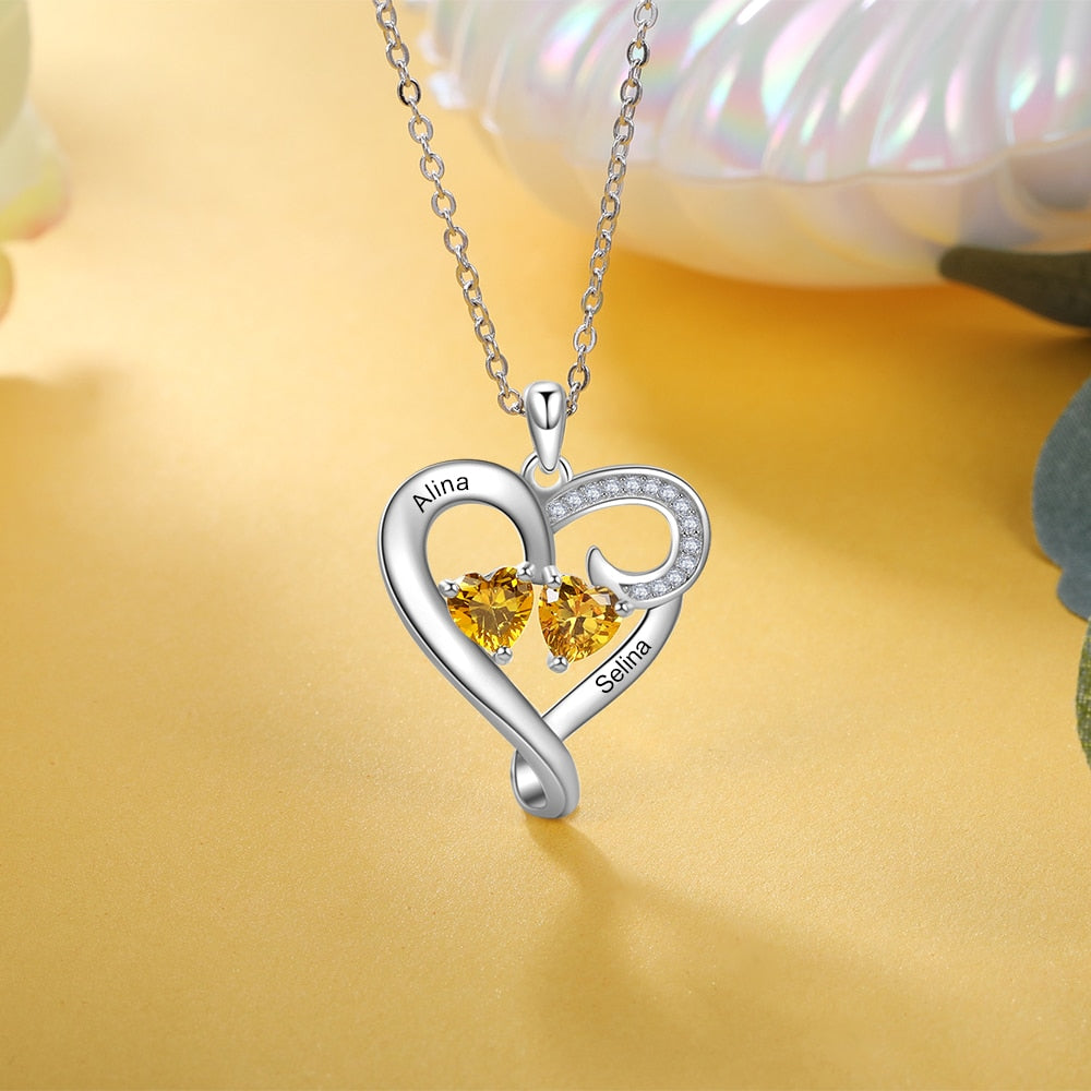 Customized Couple Engraved Necklace Personalized Heart Name Necklace - MERGE.DAY.1.FREESTYLE