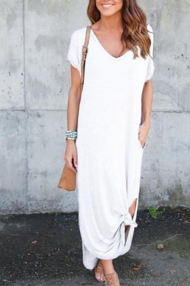 Plus Size 5XL Sexy Women Dress Summer 2022 Solid Casual Short Sleeve Maxi Dresses - MERGE.DAY.1.FREESTYLE