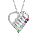 Personalized Family Heart Pendant Necklace with 2-6 Birthstones Name Necklace - MERGE.DAY.1.FREESTYLE